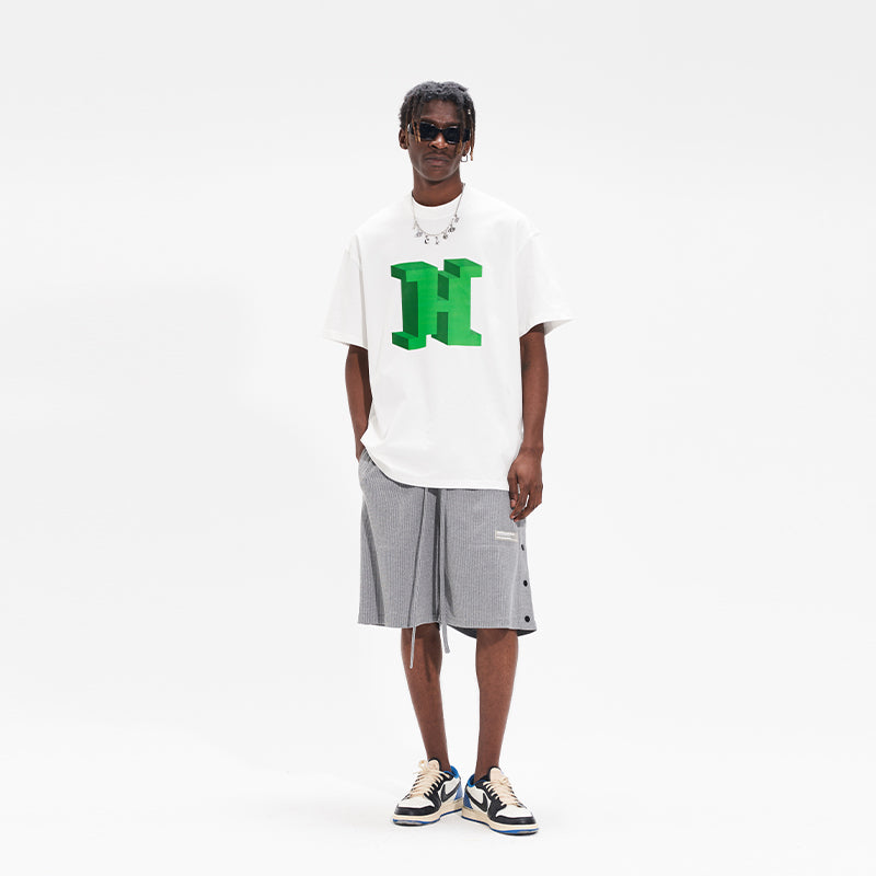 3D Pixel Letter Printed Tee