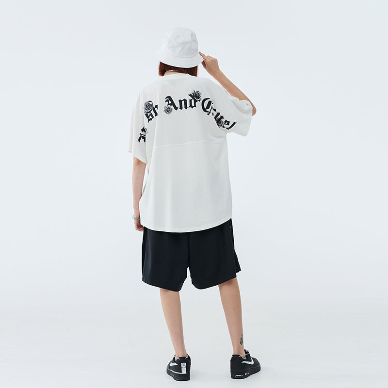 Gothic Font Logo Roses Tee