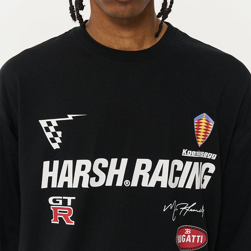 Round Neck Logo Racing Printed Tee