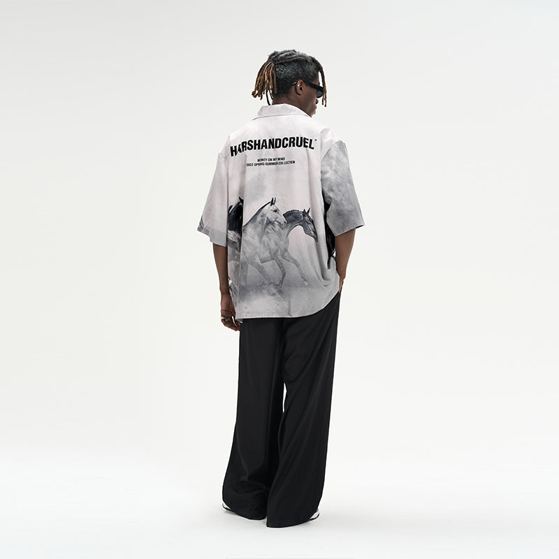 Desert Horses Printed Cuban Shirt
