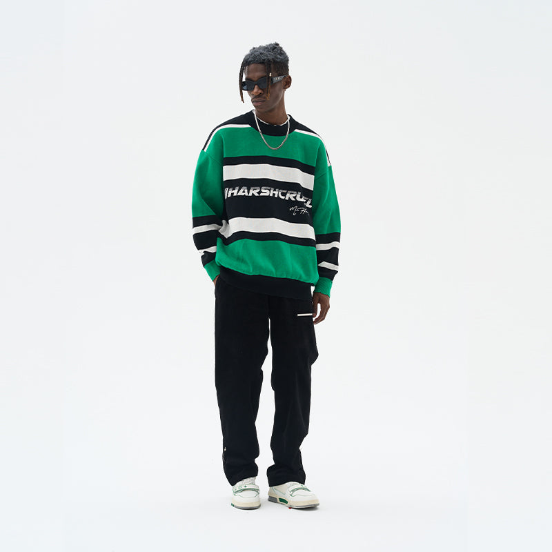 Striped Logo Knit Sweater