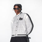Embroidered Leather Gothic Logo Flannel Jacket