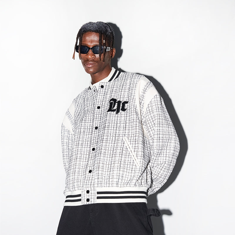 Embroidered Leather Gothic Logo Flannel Jacket