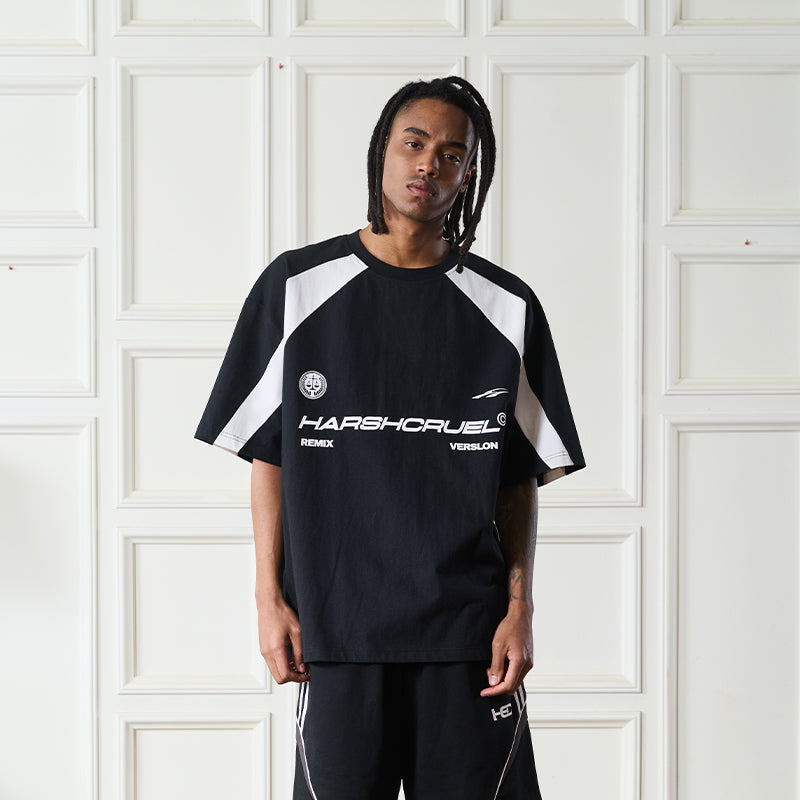 Stitching Round Neck Logo Tee