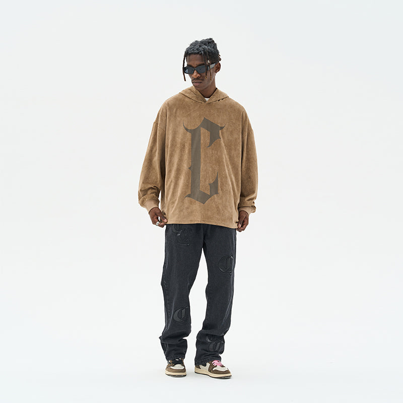 Suede Gothic Printed hoodie