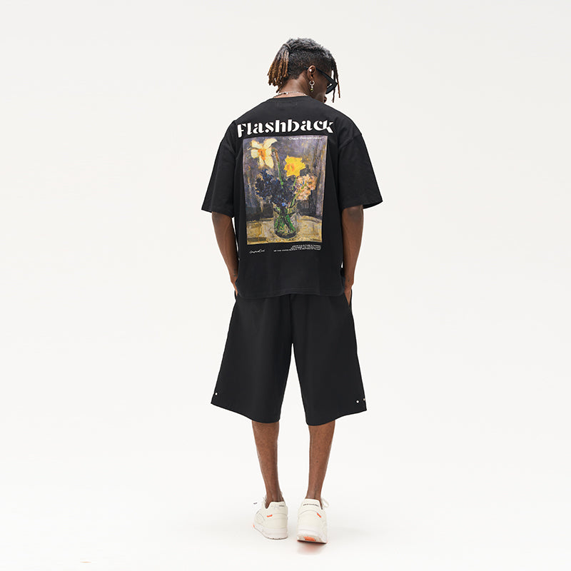 Oil Painting Flowerpot Printed Tee