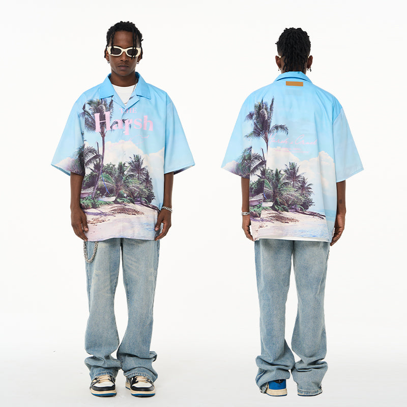 Hawaiian Beach Logo Cuban Shirt