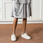 Gothic Logo Suede Shorts