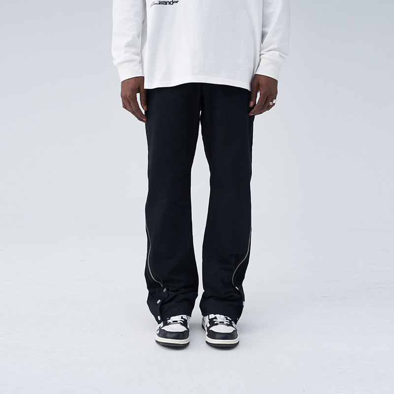 Zipper Snap Flared Pants