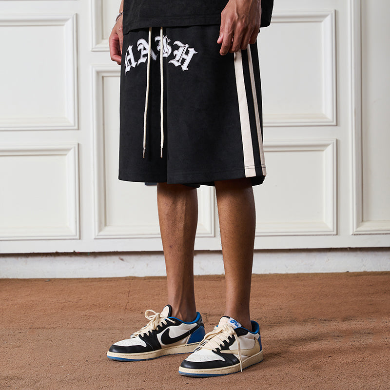 Embroidered Gothic Logo Shorts