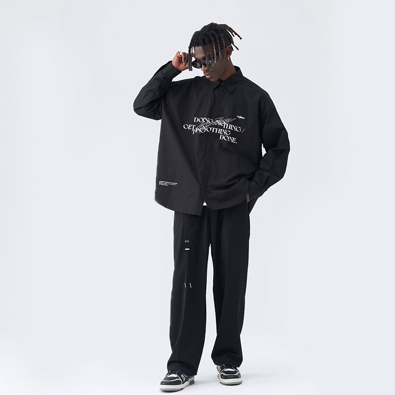 Doing Nothing Print Button Down Shirt