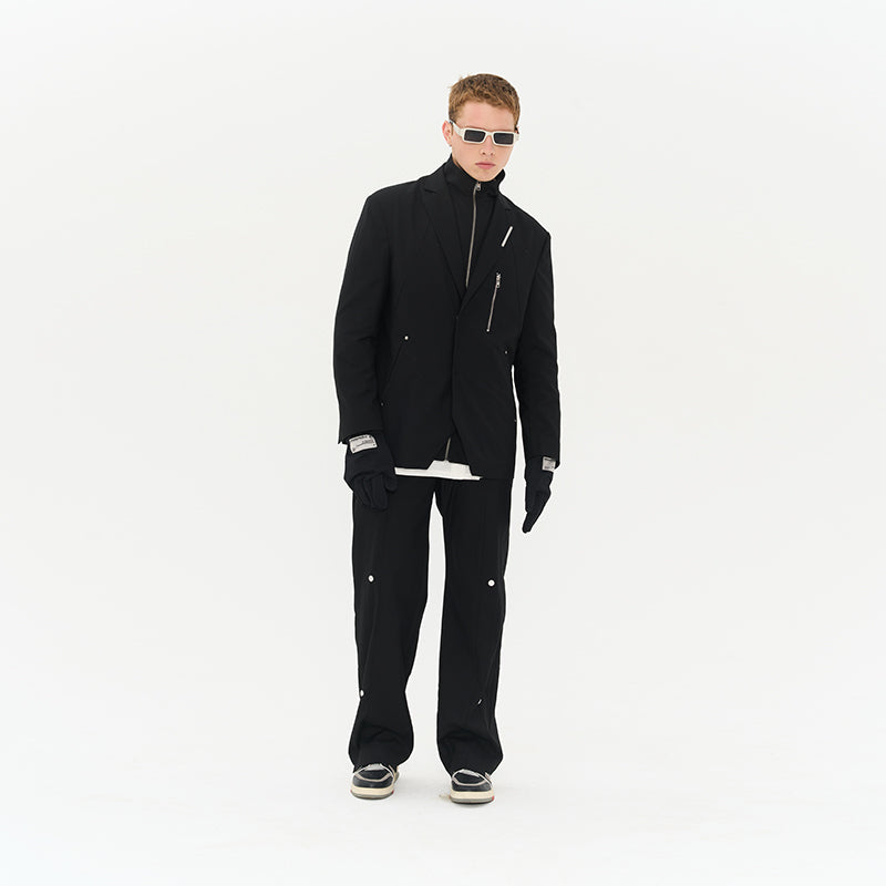 Layered Zipper Suit Jacket