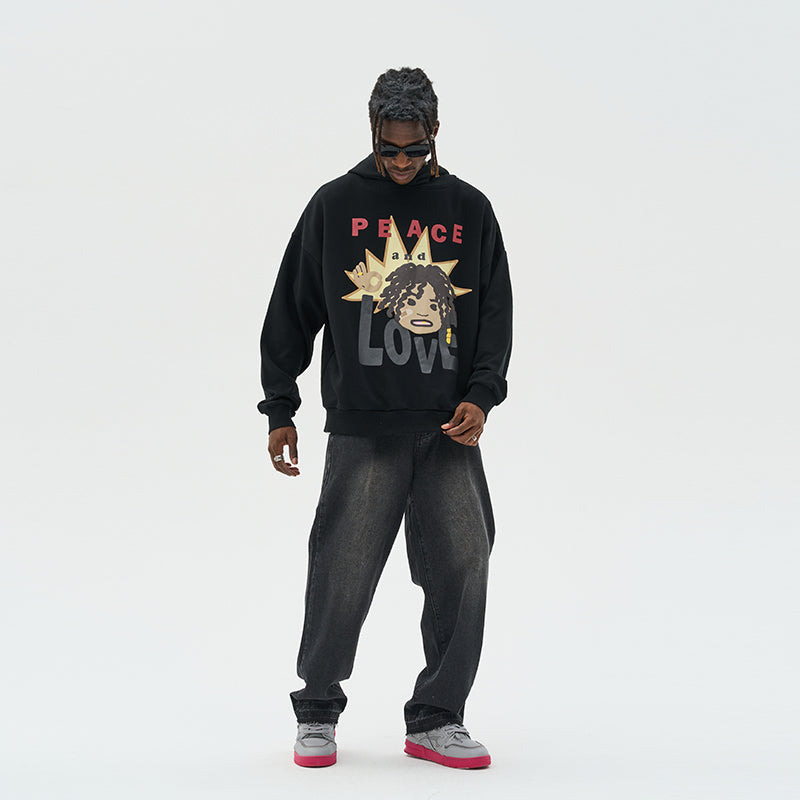 Peace & Love Printed hoodie