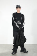 Embroidered Logo Striped Jersey L/S Tee