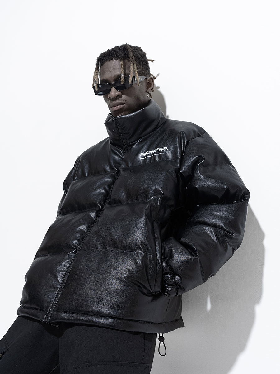 PU Leather Logo Jacket