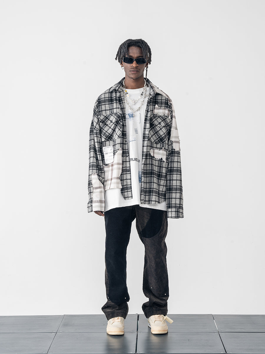 Deconstructed Plaid Flannel Shirt
