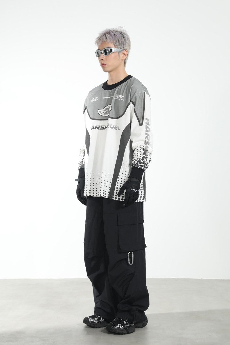 Round Neck Logo Racing L/S Tee