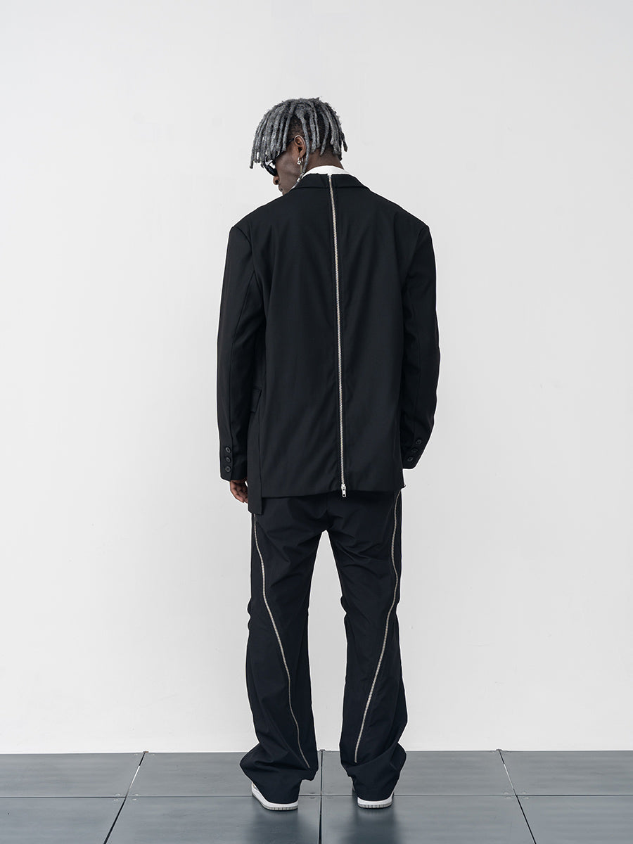 Asymmetrical Zipper Suit
