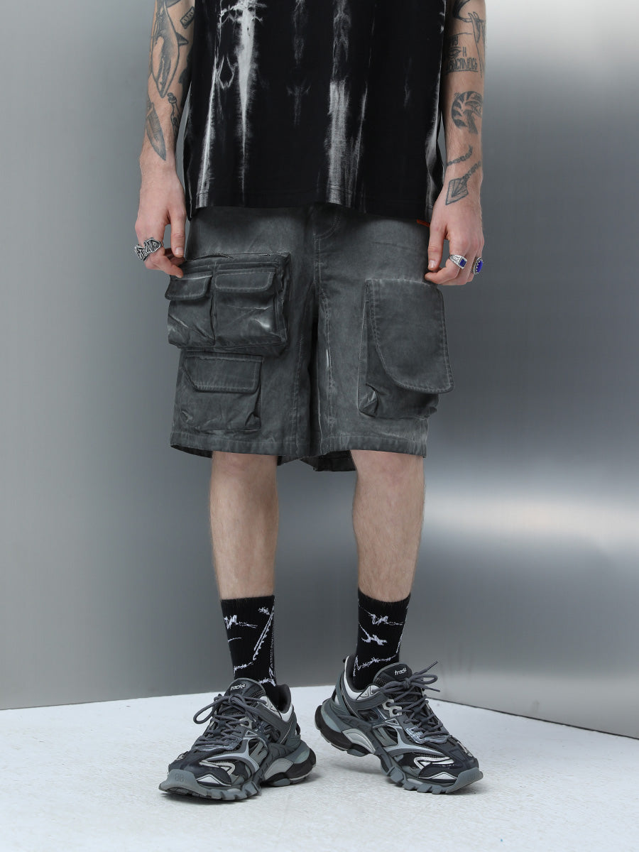Washed Multi Pocket Shorts