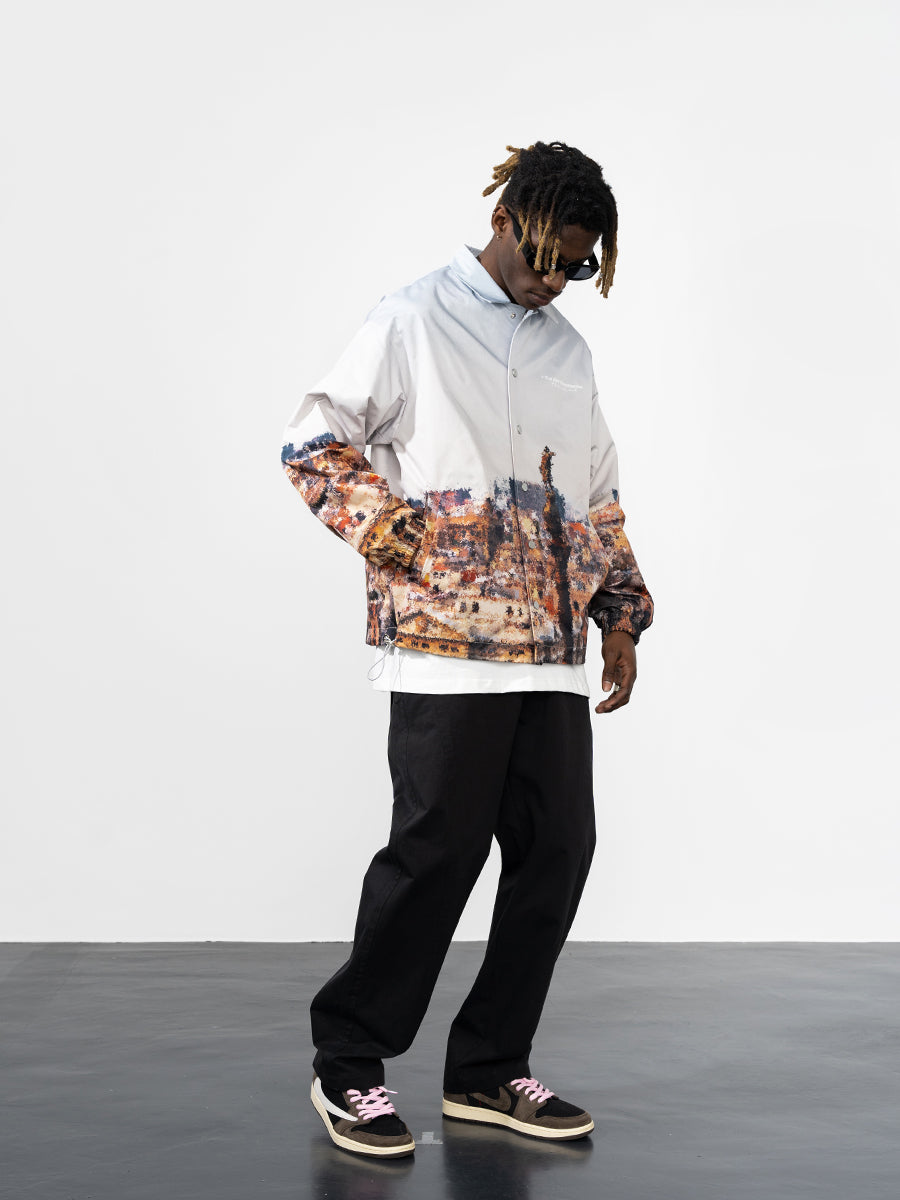 Oil Painting City Sunset Coach Jacket