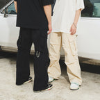 Irregular Pleated Carabiner Loose Trousers