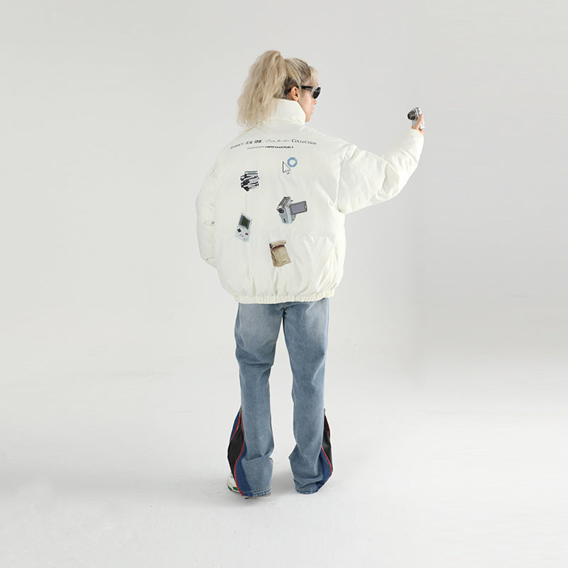 Retro Nostalgia Printed Down Jacket