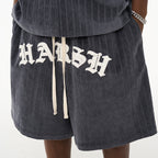 Embroidered Gothic Logo Checkered Shorts