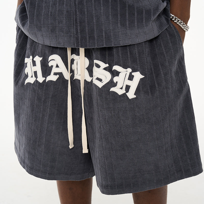 Embroidered Gothic Logo Checkered Shorts