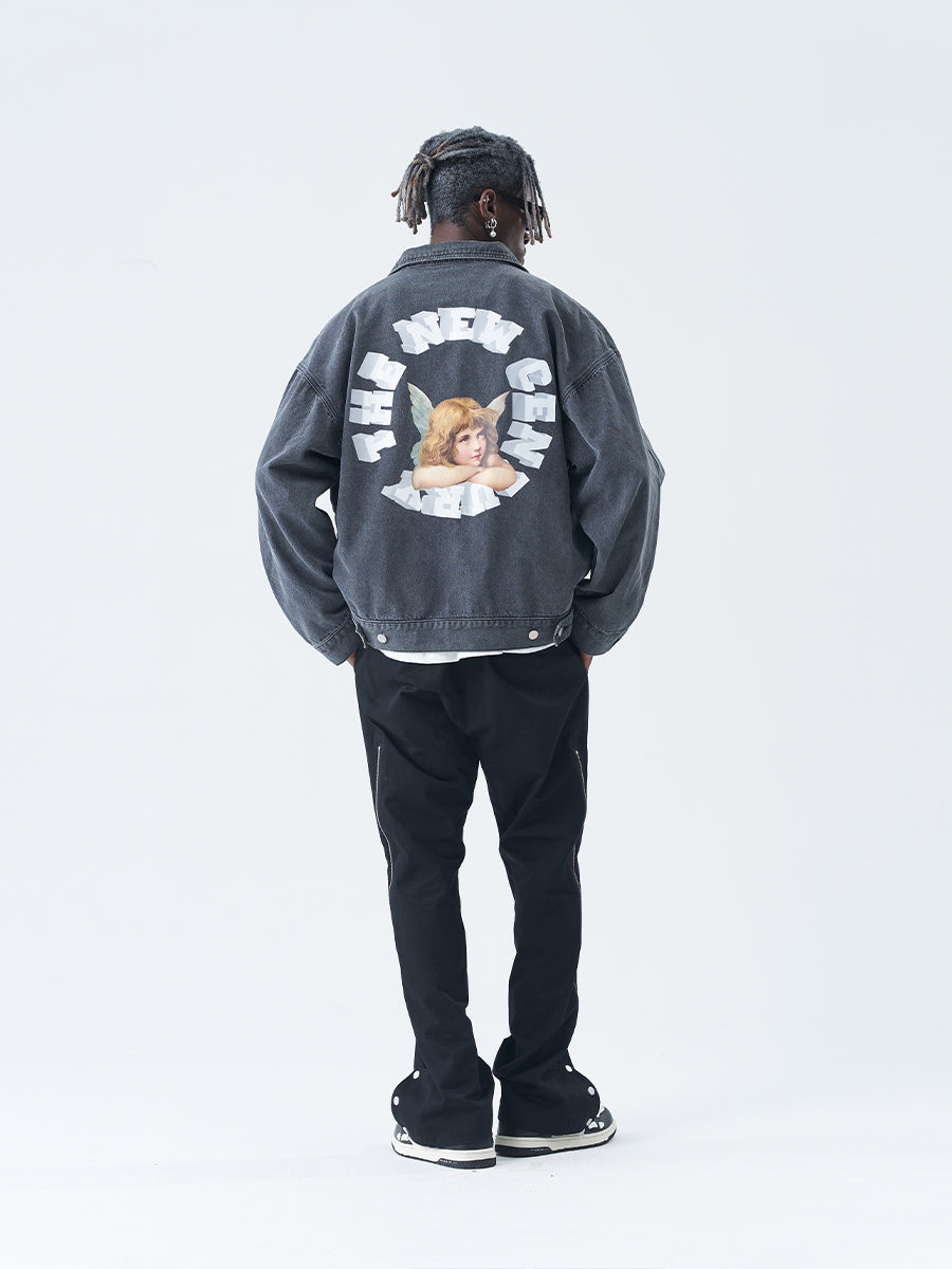 3D Angel Ring Denim Jacket