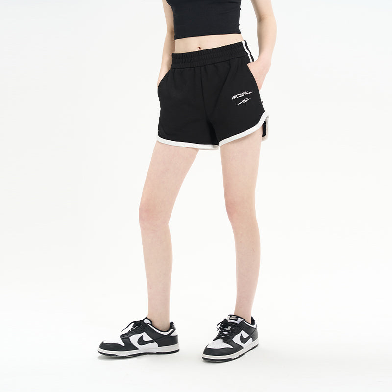 High Waist Striped Logo Shorts