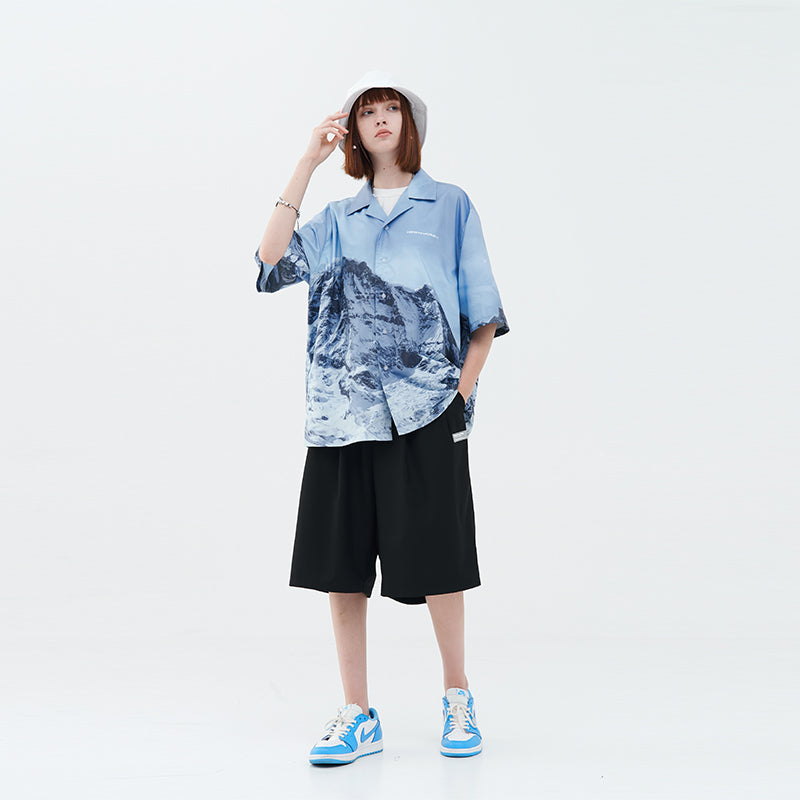 Ice Mountain Print Cuban Shirt
