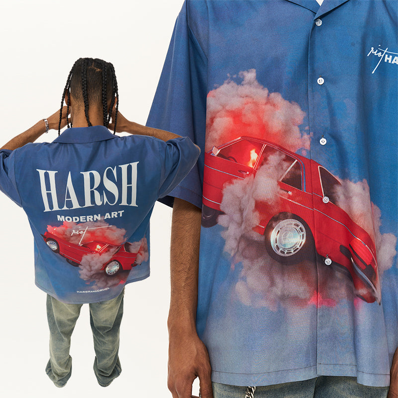 Car Explosion Cuban Shirt