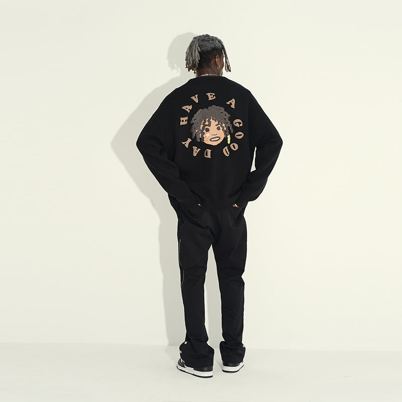 Cartoon Foam Print Sweater