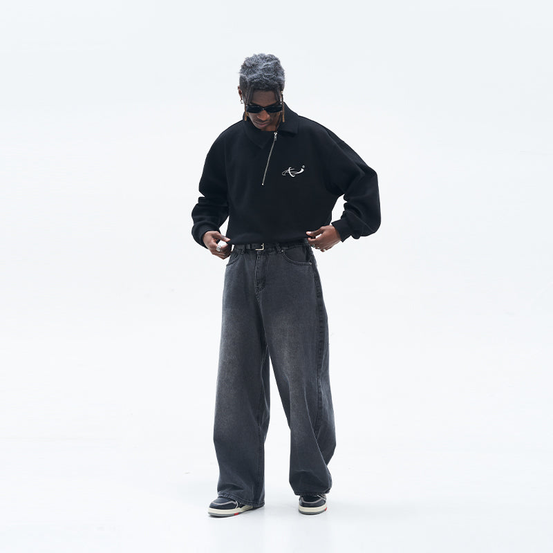 Zipper Asymmetric Polo Shirt