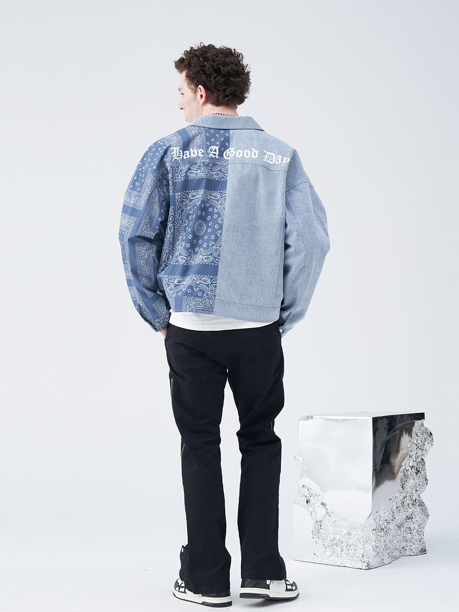 Paisley Stitched Denim Jacket