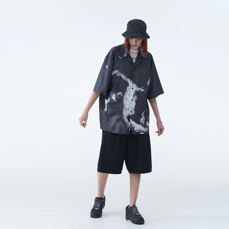 Religious Oil Painting Cuban Shirt