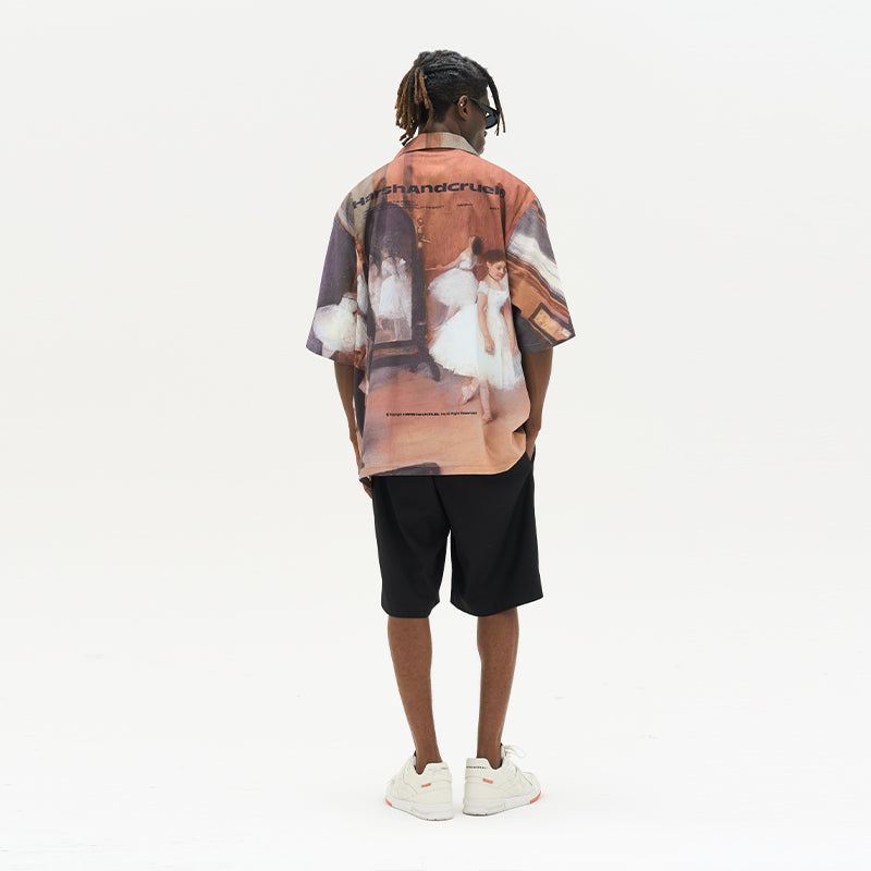 Ballet Oil Painting Full Print Cuban Shirt