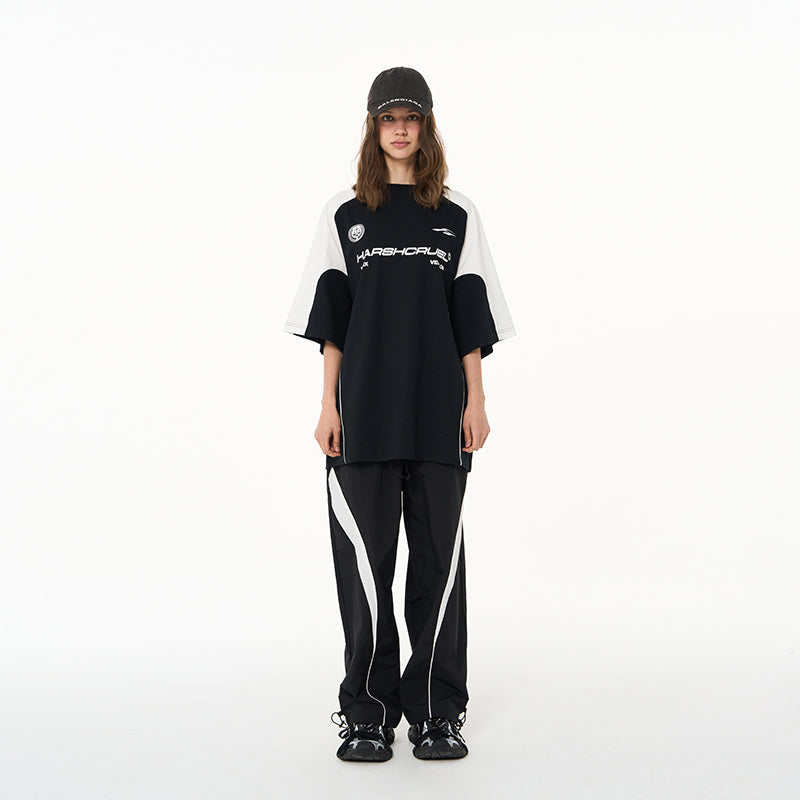Stitching Loose Round Neck Logo Tee