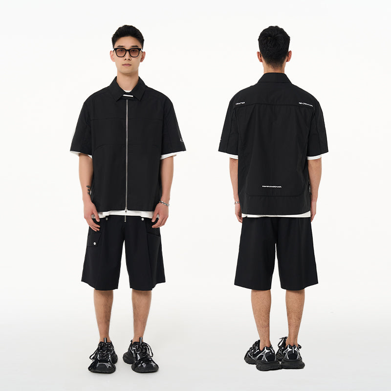 Deconstructed Pleated Zipper Shirt