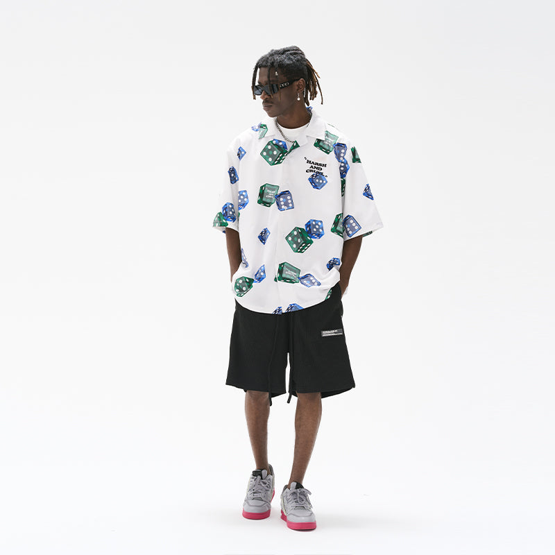 3D Dice Full Print Cuban Shirt