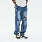 Religious Candles Embroidered Denim