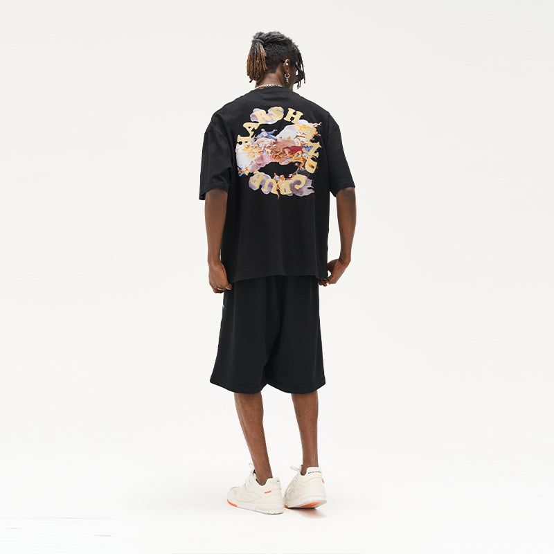 Oil Painting Paradise Circle Logo Printed Tee