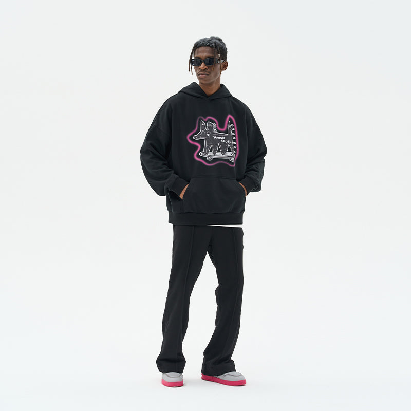 Skateboarding Dog Printed Hoodie