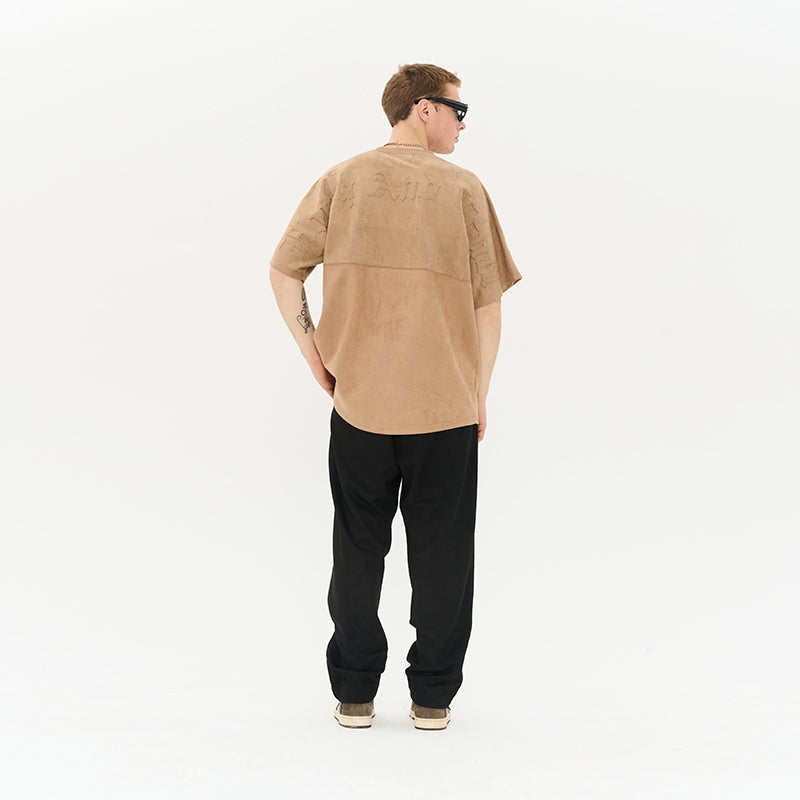 Embossed Gothic Logo Suede Tee
