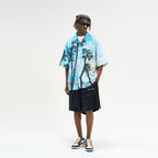 Handpainted Palms Gothic Logo Cuban Shirt