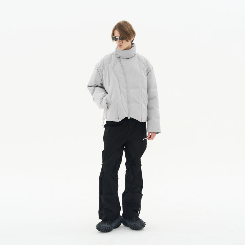 Asymmetrical Zipper Stitched Padded Jacket