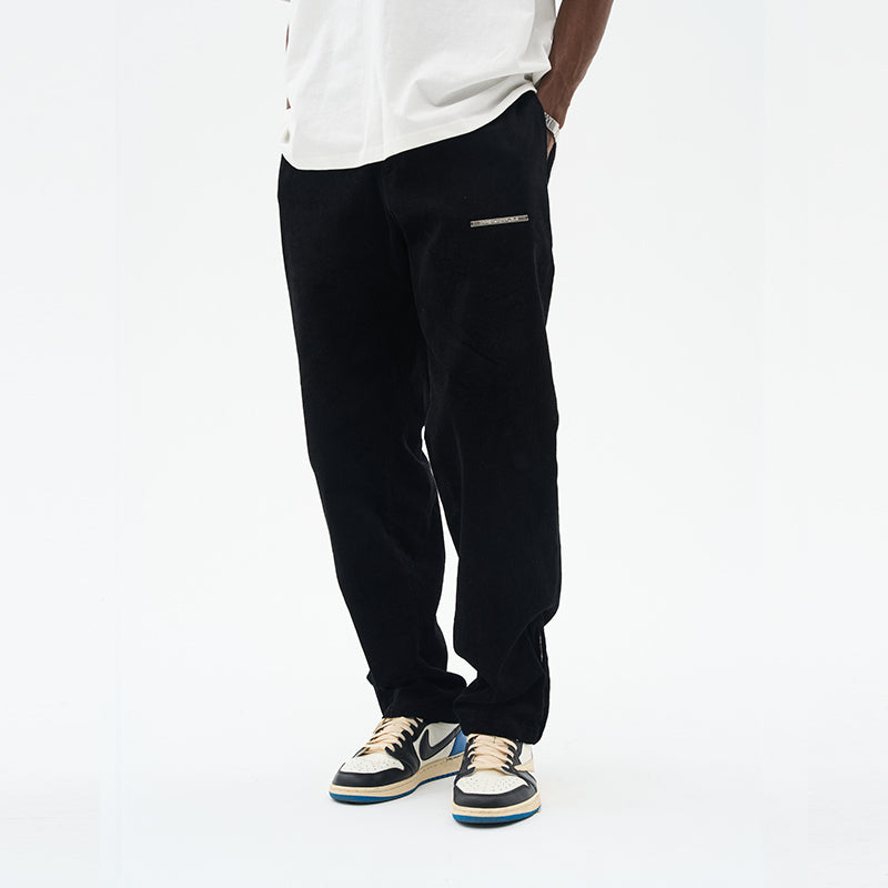Micro Flared Zipper Corduroy Trousers