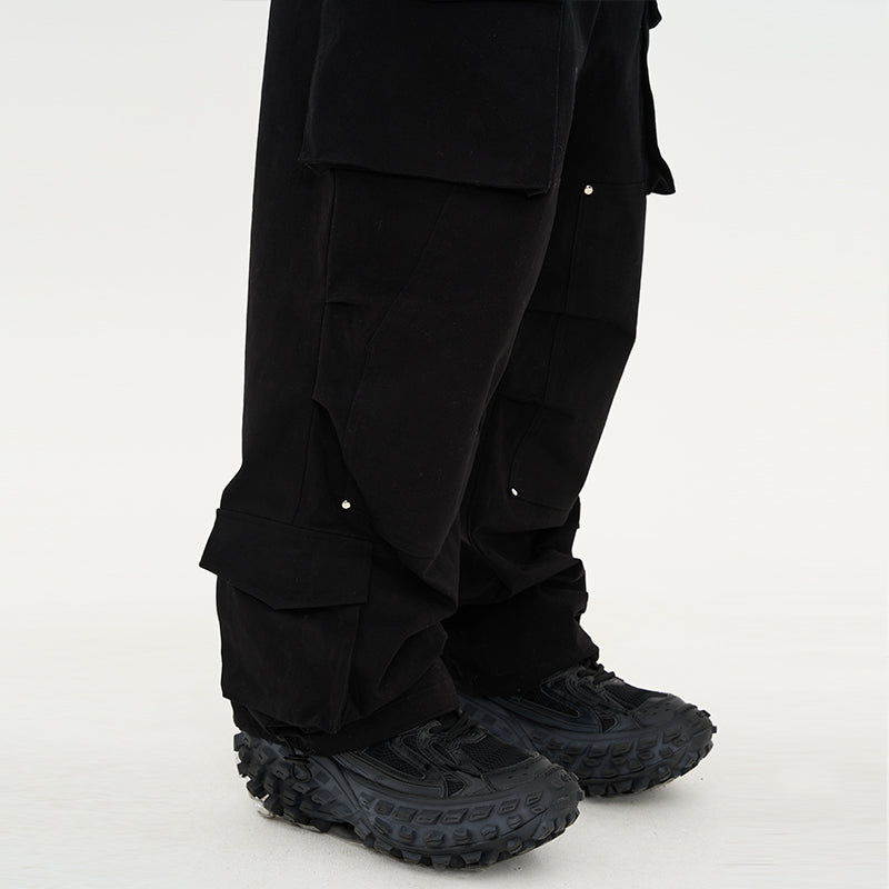 Drawstrings Folded Pockets Trousers