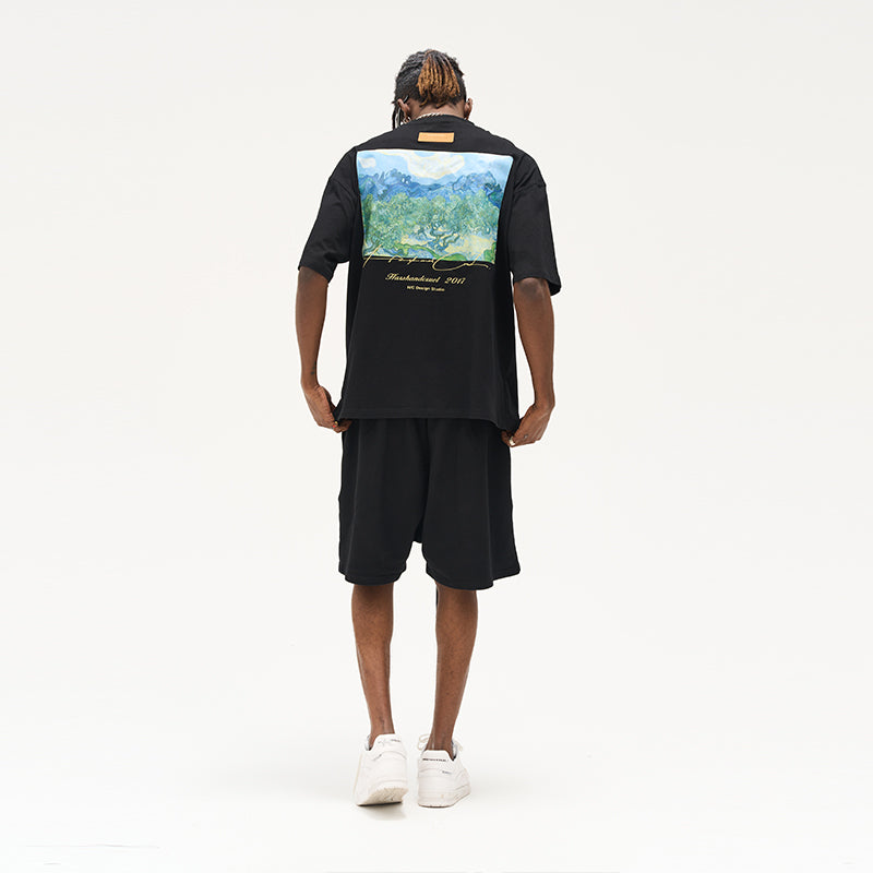 Van Gogh Oil Painting Handwritten Logo tee