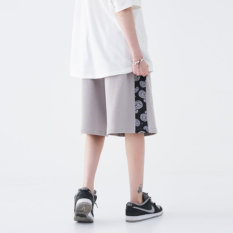 Paisley Stitched Loose Shorts